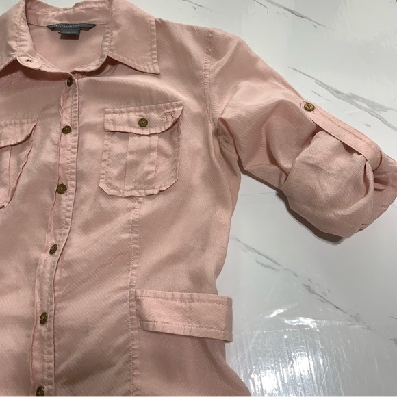 Armani Exchange Baby Pink Semi Sheer Button Down Shirt Blouse Size XS - Picture 14 of 14